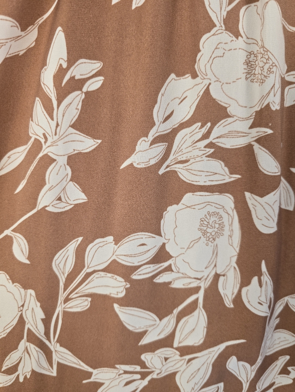 POLAGRAM Brown White Floral S Sleeve Cottage Polyester Maxi Dress. Ladies Small - Picture 7 of 10